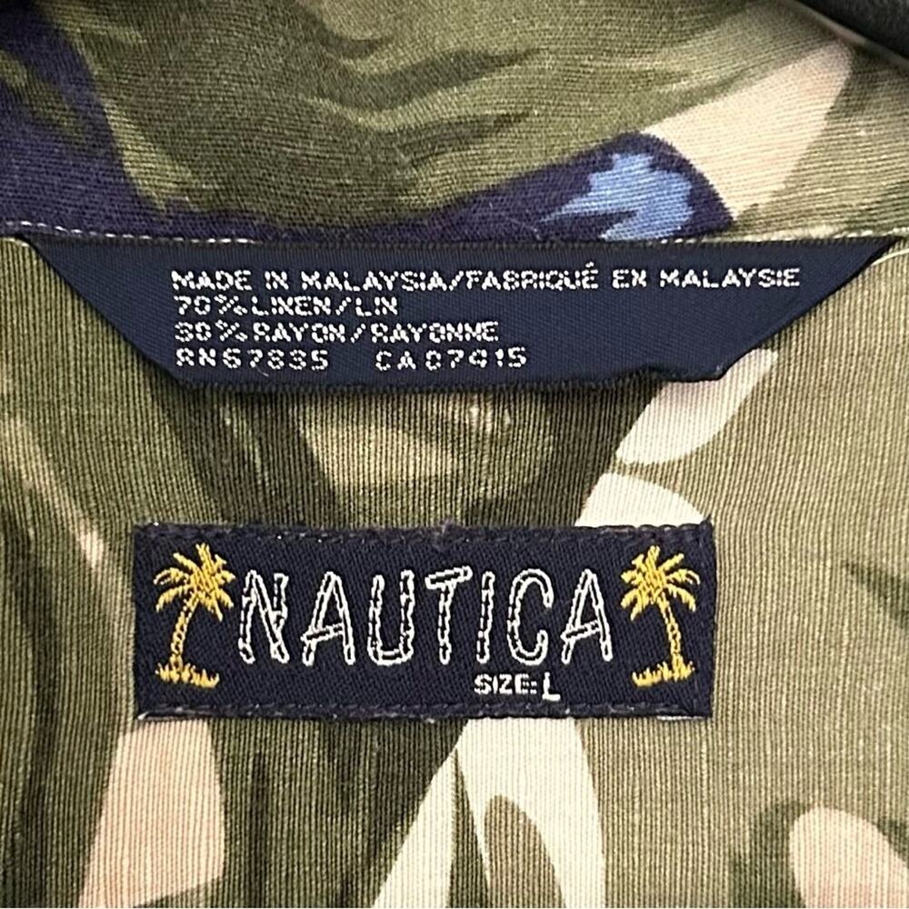 Nautica Men’s Hawaiian Linen Rayon Blend Casual Button Down Shirt, Size Large - Picture 13 of 13